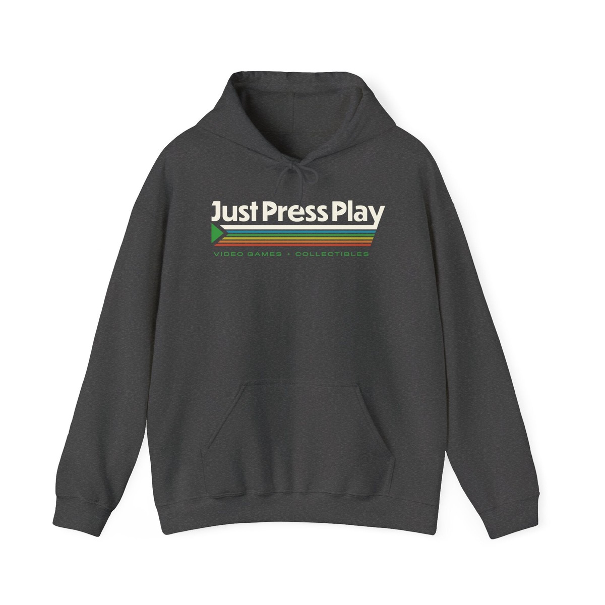 Just Press Play Hooded Sweatshirt – Dark Heather | 3XL