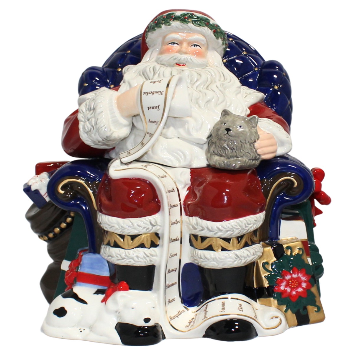 Waterford Holiday Heirloom Musical Cookie Jar – Santa In Armchair, 12″ – Like New
