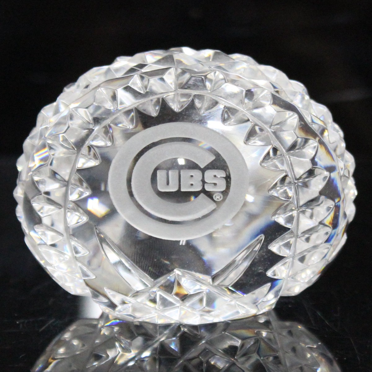 Waterford Crystal: MLB Team Paperweights Chicago Cubs Baseball, 2.5″ – Like New