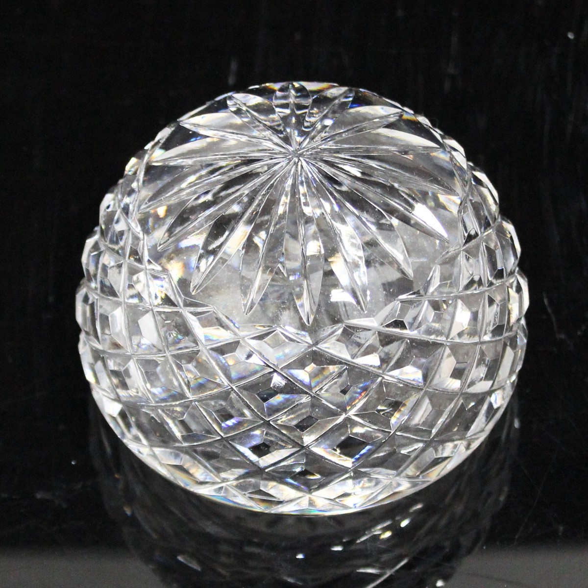 Waterford Crystal: Round Star Cut Paperweight, 3.3″ – Like New