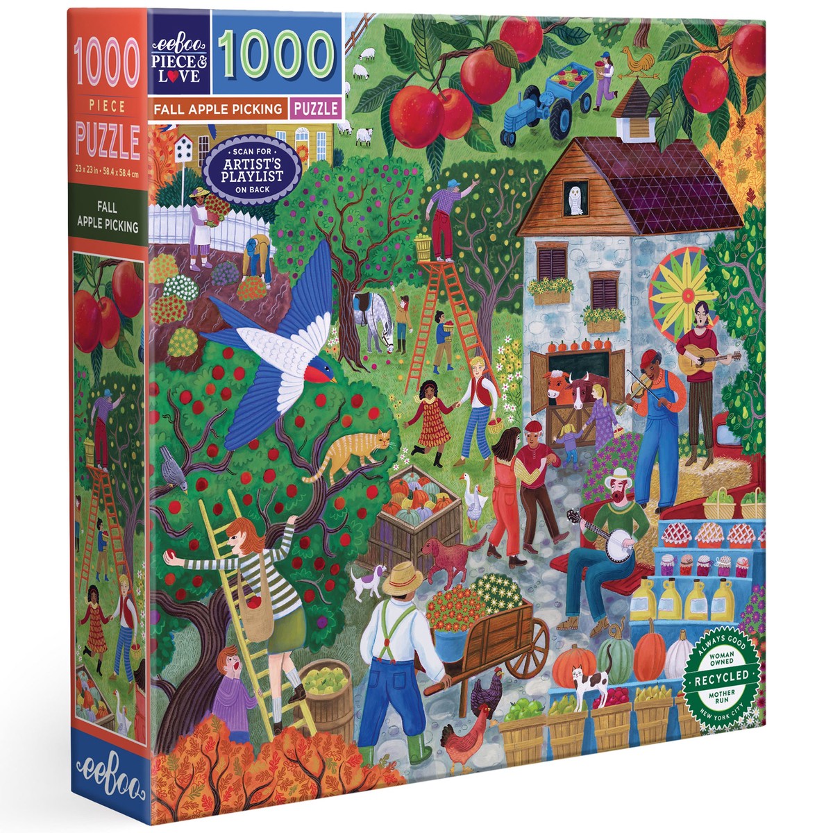 eeBoo Piece & Love Fall Apple Picking 1000-Piece Square Jigsaw Puzzle