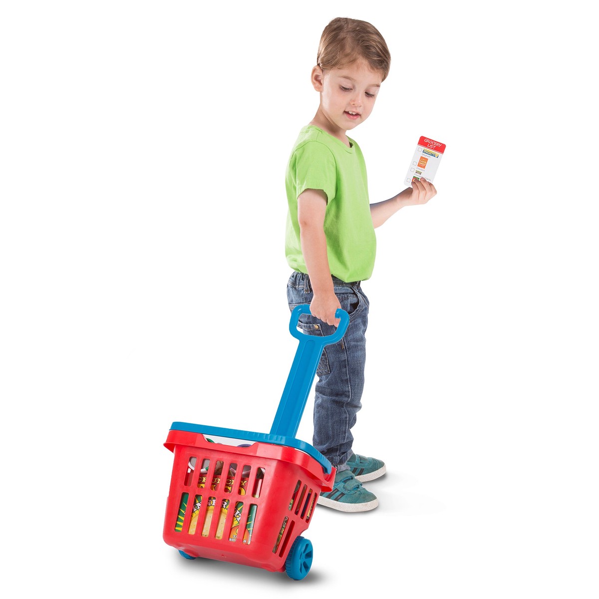 Melissa & Doug Fill & Roll Grocery Basket Play Set, 11 Pieces