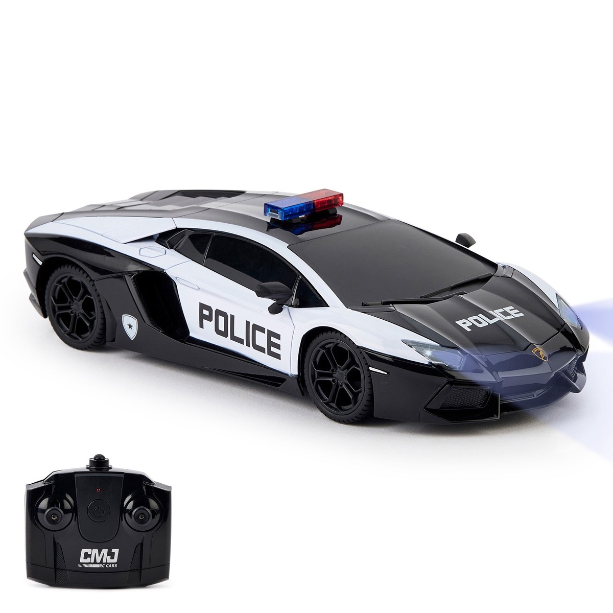 CMJ RC Cars – Lamborghini Aventador Police Car – 1:24 Scale, 2.4GHz, LED Headlights
