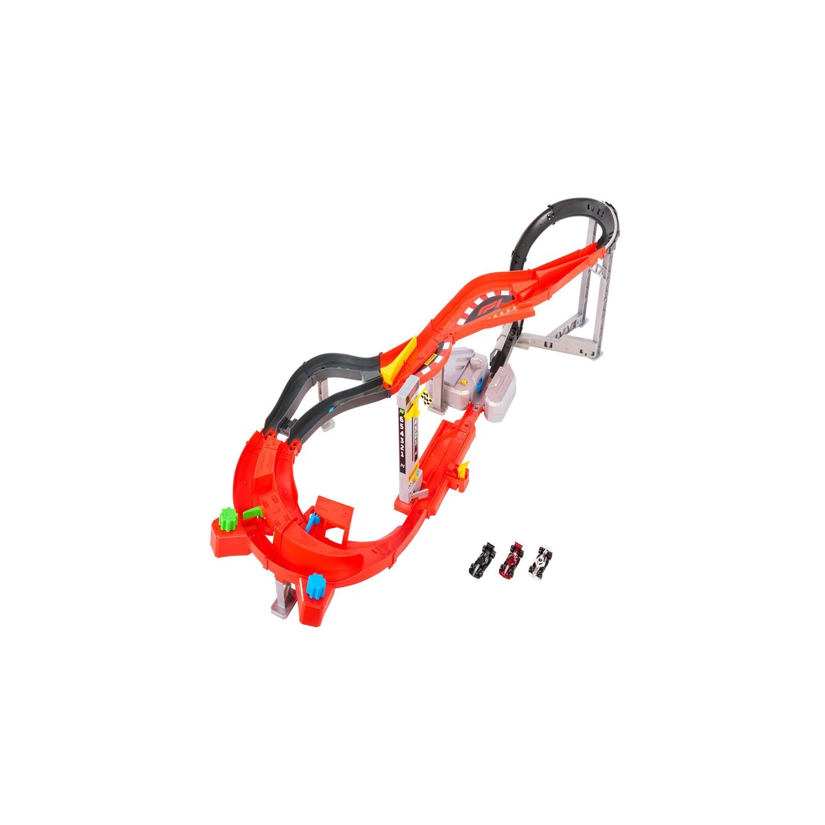 Hot Wheels Formula 1 Downhill Circuit Race Track Set with 3 Die-Cast Cars, 1:64 Scale