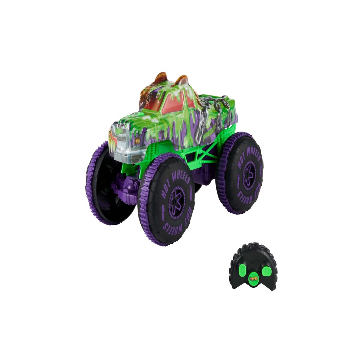 Hot Wheels Monster Trucks Mutant Chaos Wreckin’ Wolf RC Stunt Truck 1:15 Scale