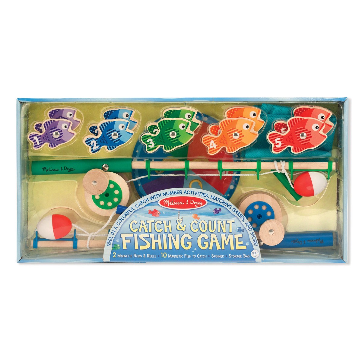 Melissa & Doug Catch & Count Magnetic Wooden Fishing Game with Wind-Up Reel