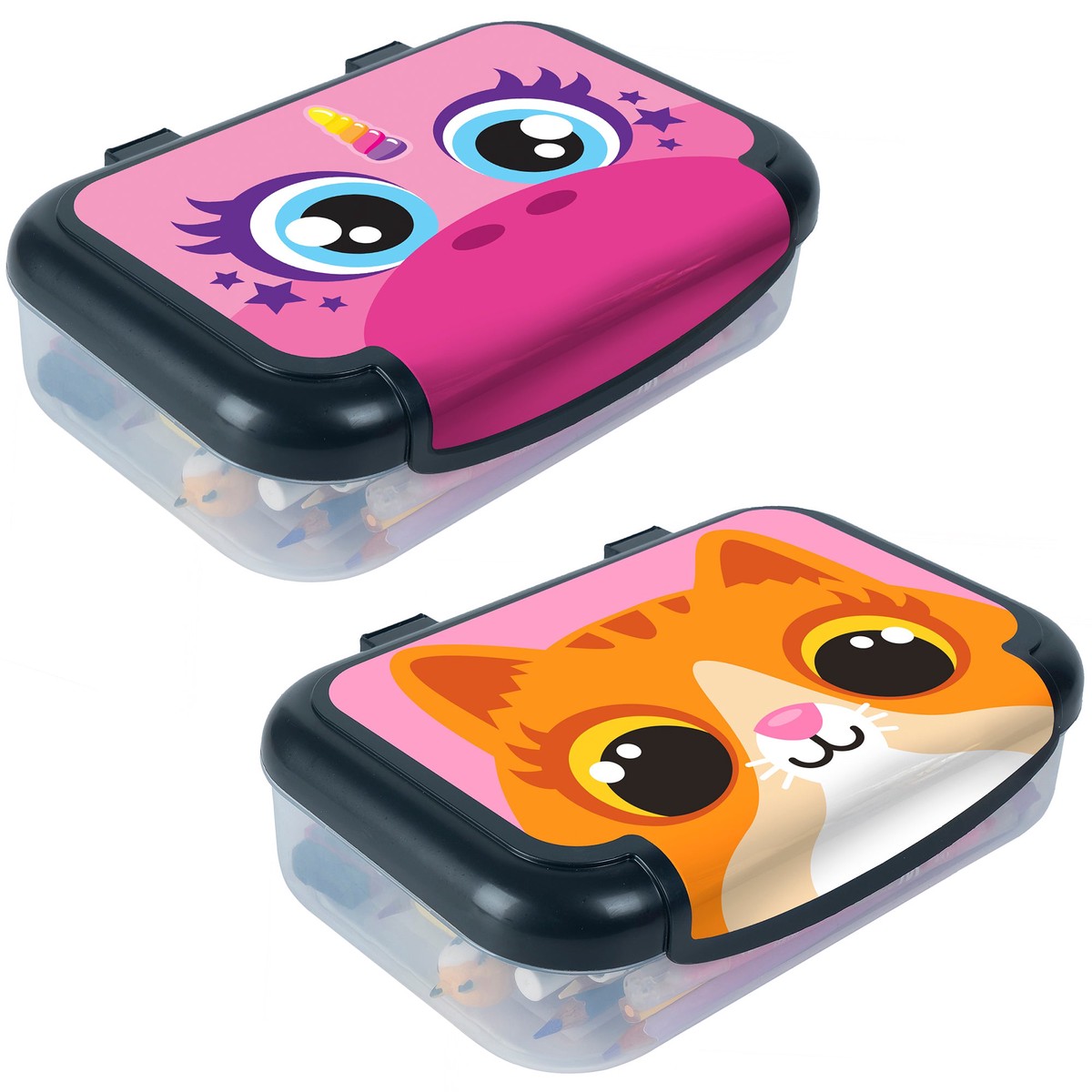 ZIPIT Kitty & Pink Unicorn Recycled Pencil Box 2-Pack