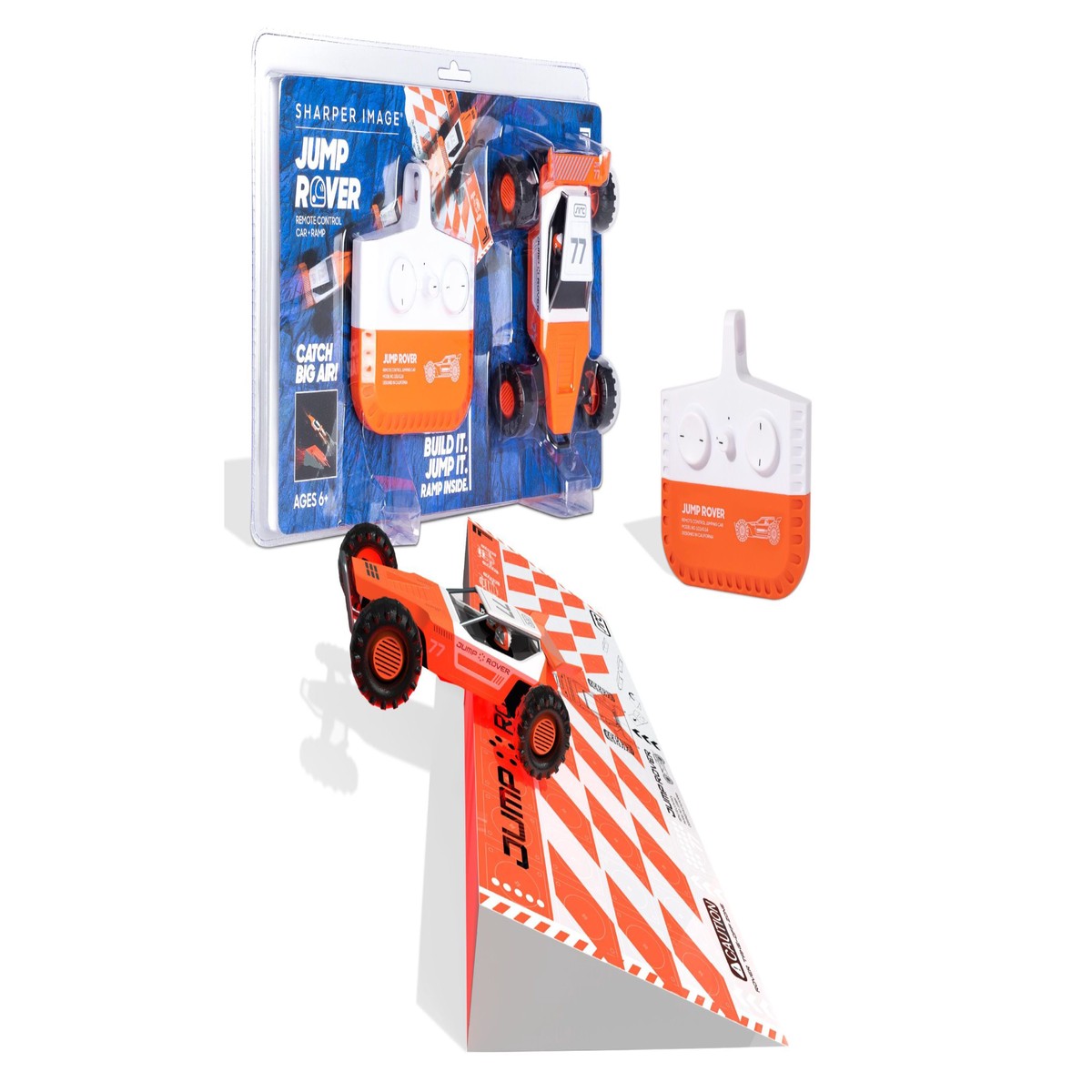 Sharper Image Remote Control Jump Rover Car Toy with Stunt Ramp – Rechargeable – Set of 3