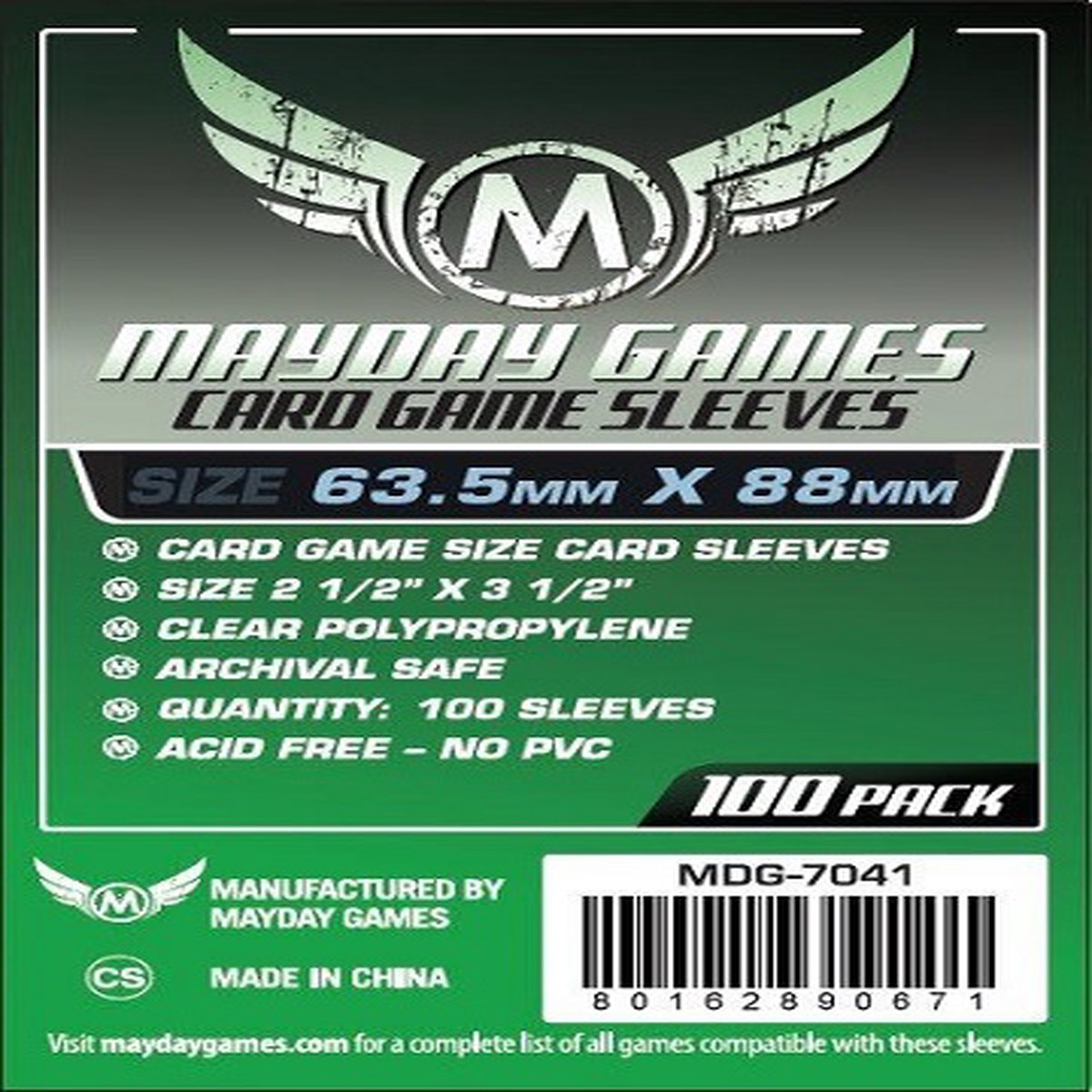 Mayday: Standard Card Sleeves 63.5mm X 88mm (100ct)