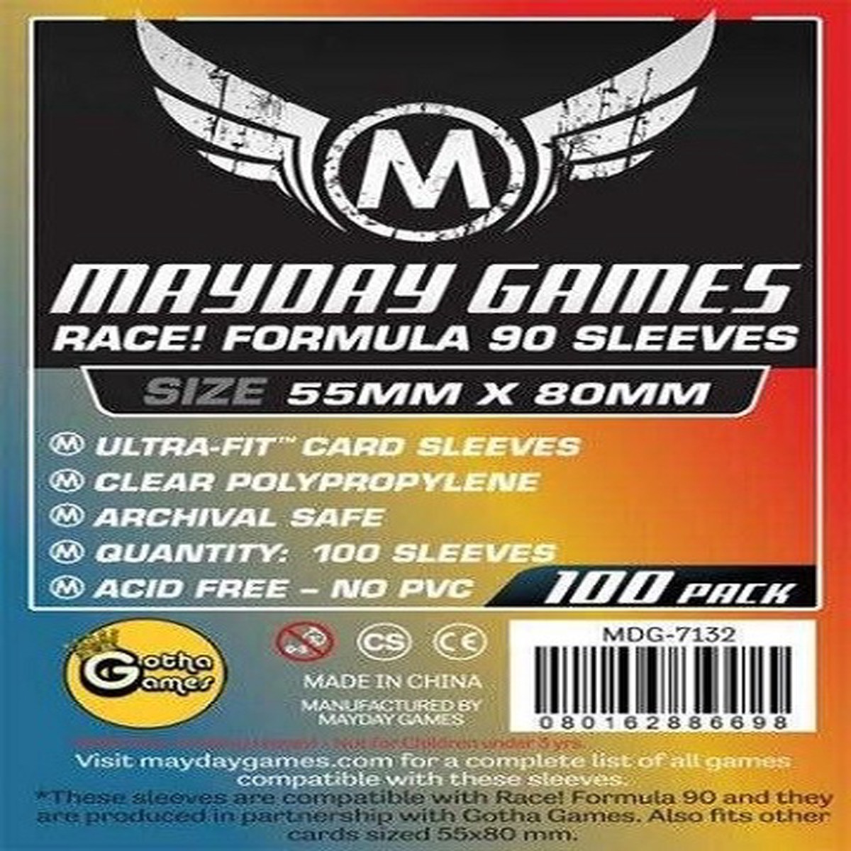 Mayday: Race Formula 90 Sleeves 55mm X 80mm (100ct)