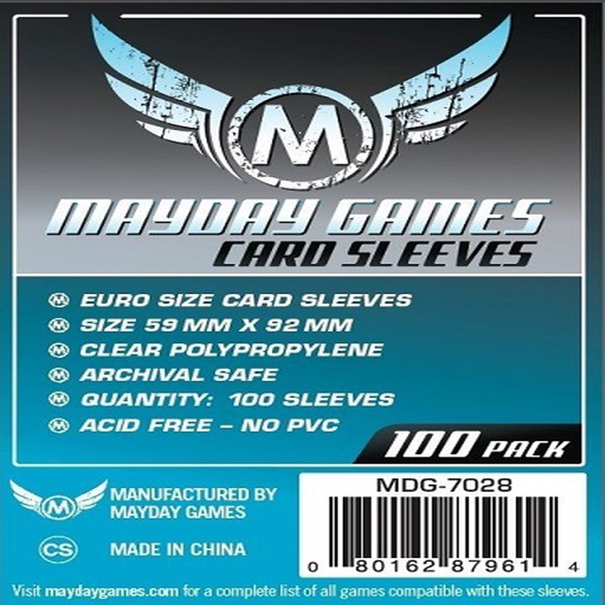 Mayday: Standard Euro Sleeves 59mm X 92mm (100CT)