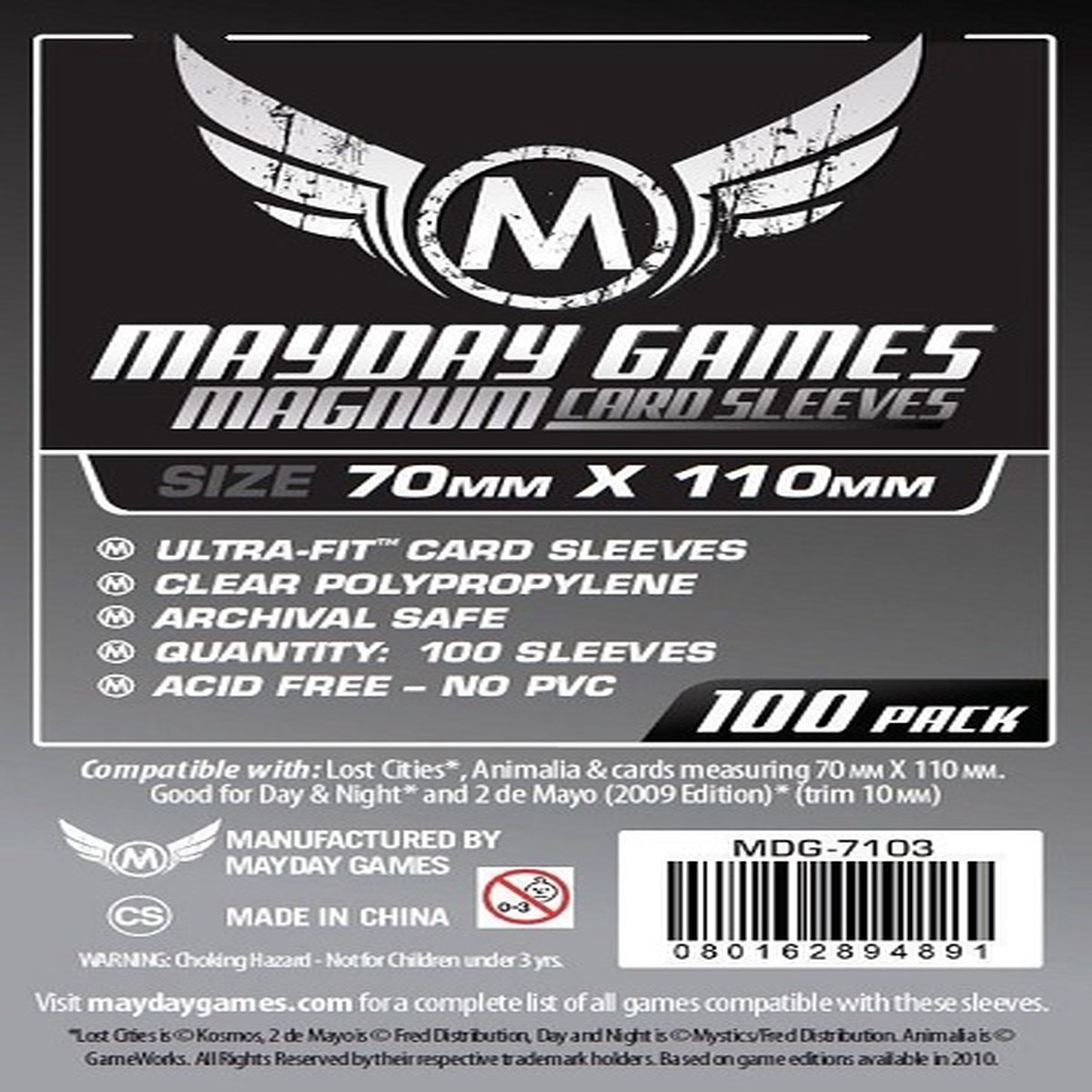 Mayday: Standard Magnum Lost Cities Sleeves 70mm X 110mm (100ct)