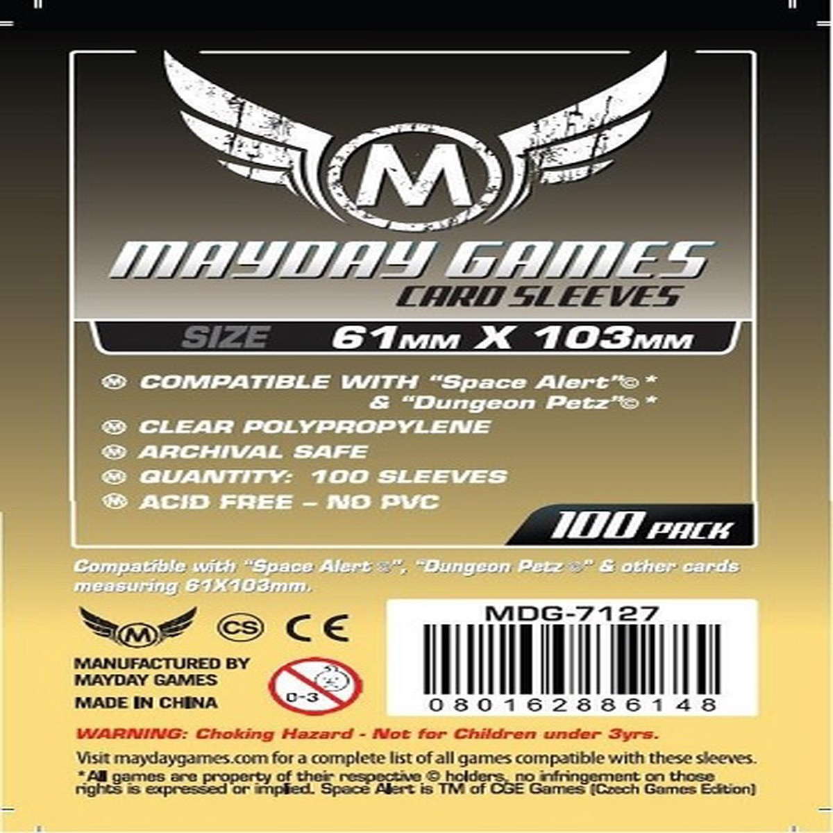 Mayday: Standard Space Alert Sleeves 61mm X 103mm  (100ct)