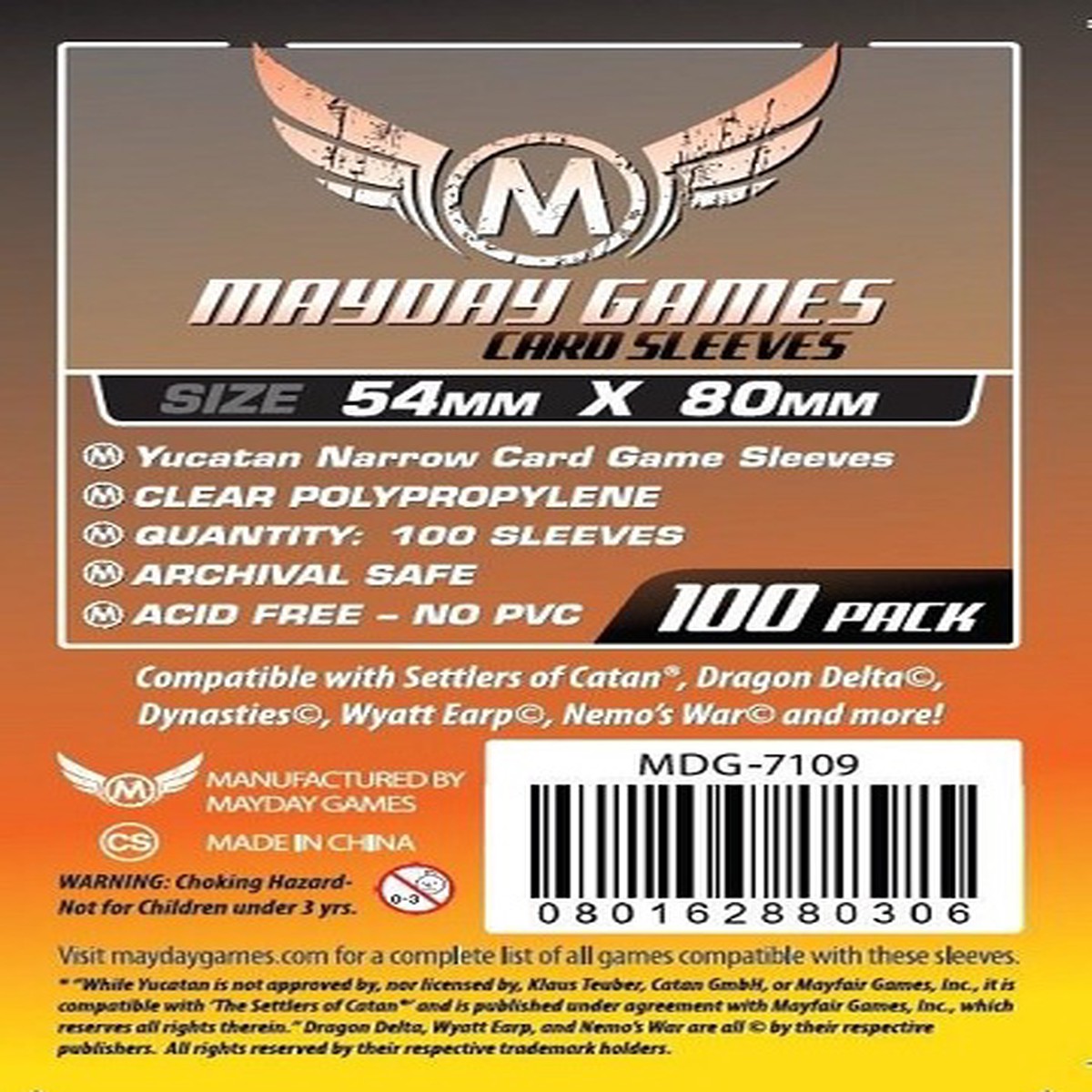 Mayday: Standard Yucatan Sleeves 54mm X 80mm (100)